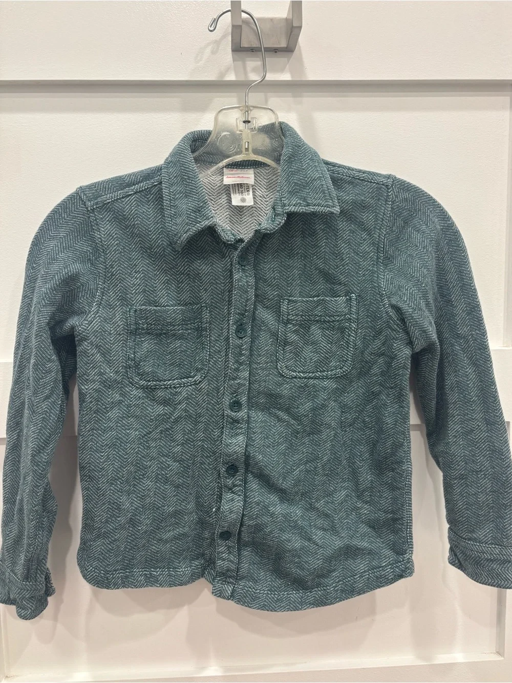 Hanna Andersson Teal Herringbone Button-Down Shirt